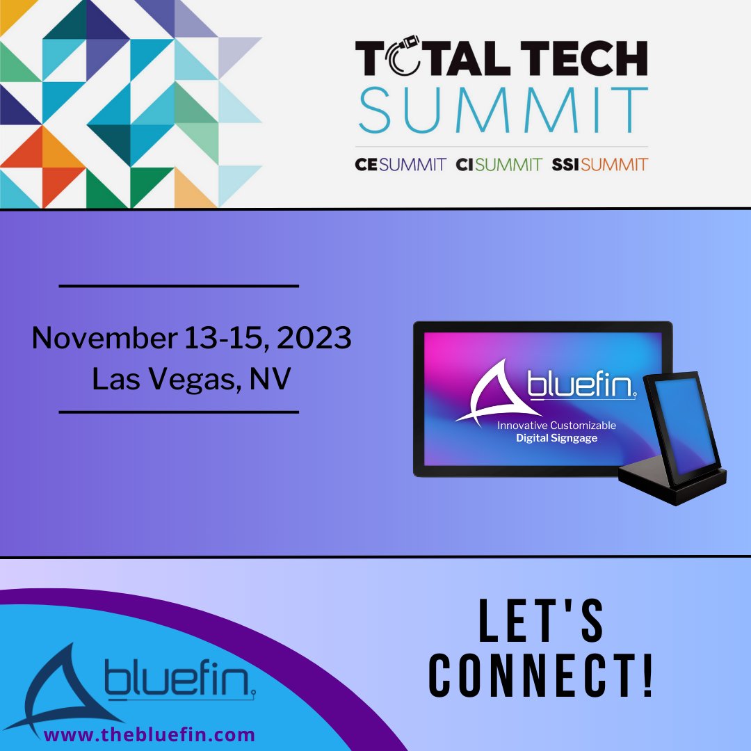 BluefinLcd's tweet image. Join us in Vegas for Total Tech Summit (11/12-11/15)! It&apos;s your chance to explore the future of tech. Let&apos;s connect!

ow.ly/jqXs50Q3GBl

#Bluefin #TotalTechSummit #TechConference #TechNetworking #FutureOfTech