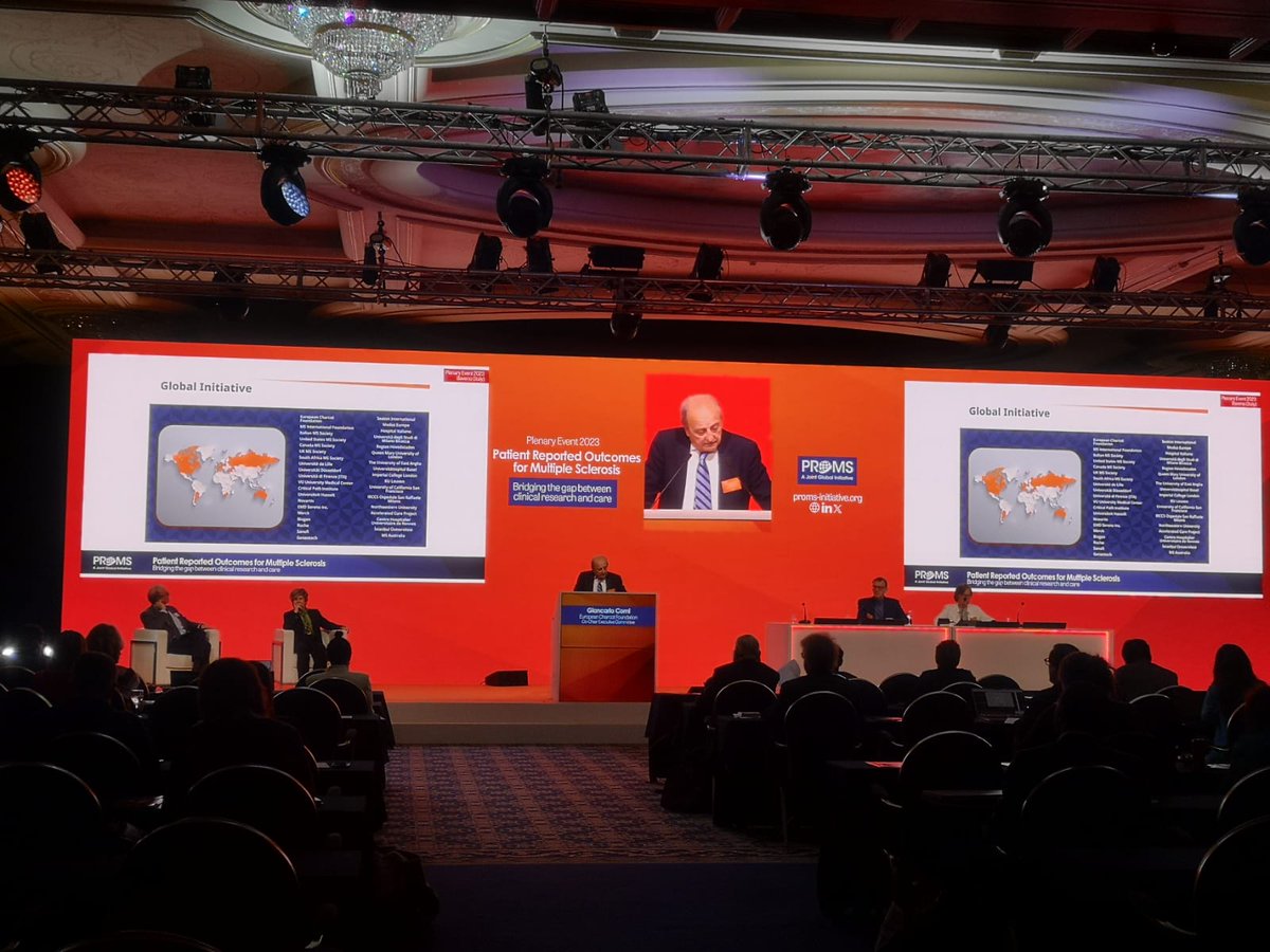And so the new edition of PROMS Plenary 2023 Event begins! Prof. Comi (ECF) opens the session by welcoming and acknowleding the members of the initiative! He is followed by Dr. Peer Baneke (MSIF) and Helga Weiland (ECT of patients)