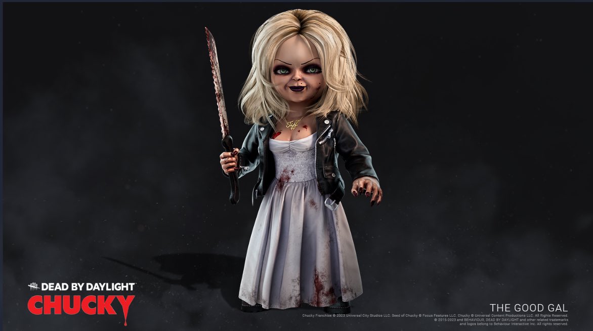 Brad Dourif reprises his role as CHUCKY for his introduction into Dead by Daylight!

Jennifer Tilly reprises her role as TIFFANY as a Cosmetic for Chucky!