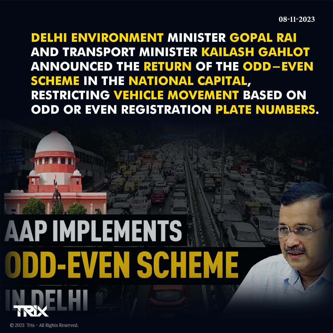 ' Delhi to Reintroduce Odd-Even Scheme for Vehicle Restrictions'

 #DelhiGovernment #OddEvenScheme #TrafficManagement #EnvironmentalInitiative #DelhiPollution #TransportMinister #GopalRai #KailashGahlot #trixindia