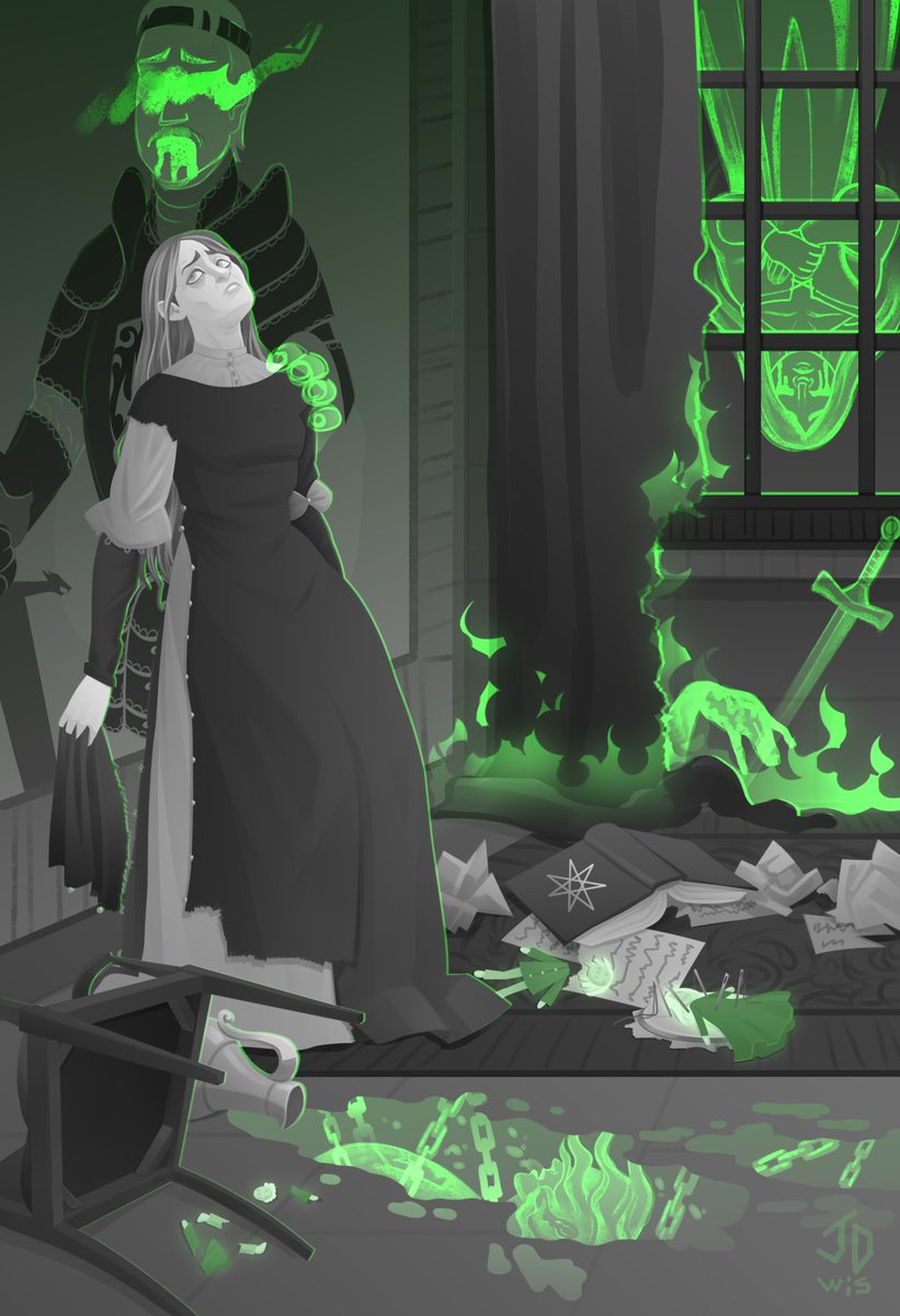 "...One day she  ripped all her clothing into pieces. By the end of the year she had  taken to talking to herself, and had come to have a deep aversion to the  color green."