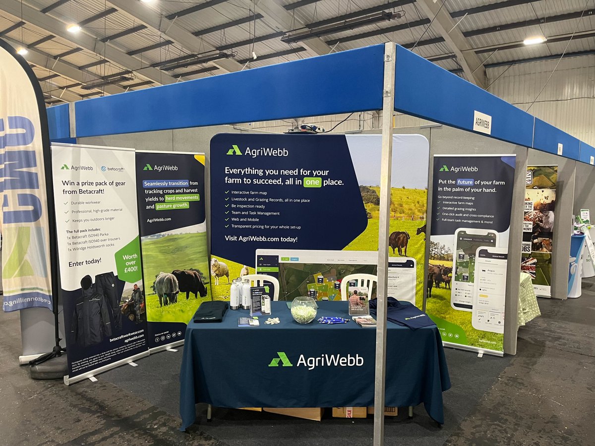 AgriWebb's tweet photo. Come and find us at stand H10 at @agrifestSW today and talk to us about how we can move your livestock farm forward. And don't forget to enter our competition!
#agrifest #agrifest23 #farming https://t.co/VoIU0sKhf5