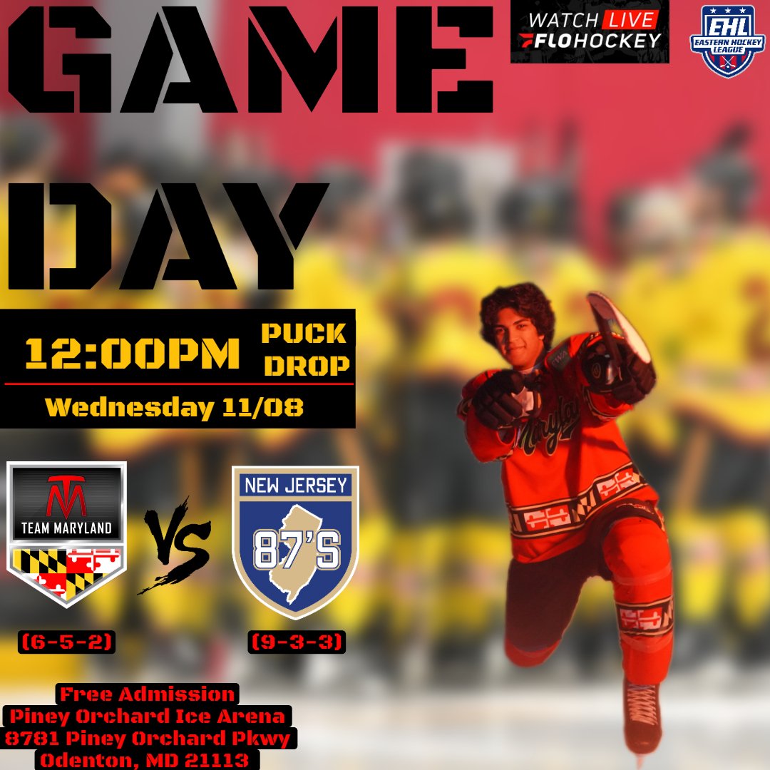GameDay! Your Team Maryland looks to close out this homestand with another W as we take on our South Division Rivals, New Jersey 87's!!

#RollTM #MarylandPride #GameDay #EHL