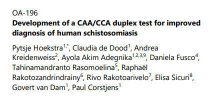 Global Schistosomiasis Alliance (@elimin8schisto) on Twitter photo Day3 at #EDCTPForum & we hear from <a href="/PytsjeHoekstra/">Pytsje Hoekstra</a>, <a href="/LUMCPara/">LUMC Parasitology</a> on the development of a CAA/CCA duplex test for improved diagnosis of human #schistosomiasis. #BeatNTDs #Diagnostics Day3 at #EDCTPForum & we hear from <a href="/PytsjeHoekstra/">Pytsje Hoekstra</a>, <a href="/LUMCPara/">LUMC Parasitology</a> on the development of a CAA/CCA duplex test for improved diagnosis of human #schistosomiasis. #BeatNTDs #Diagnostics