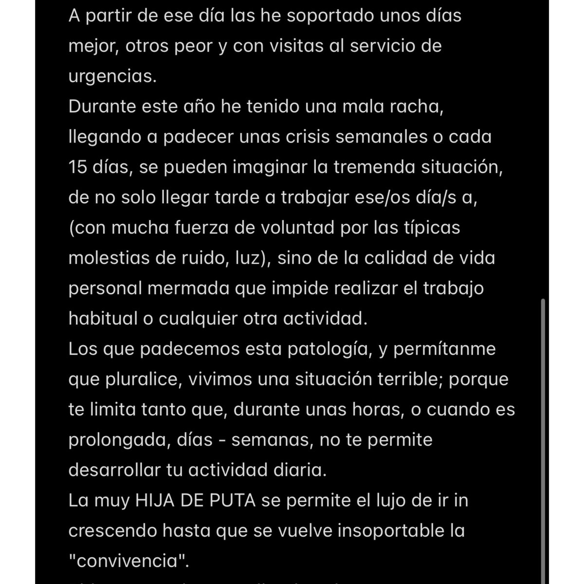 busto_patri's tweet photo. Mi “amiga” la migraña 🤕 

X fin,parece ser que mi amiga, MIGRAÑA CRONICA CON AURA, m da un respiro desde el sábado en el minuto 40 q m tuve que ir dl partido.

Es la típica “conocida” falsa q aparec sin previo aviso para amargarte la vida cuando le conviene.

Continua en fotos… https://t.co/yZzHsdCseu