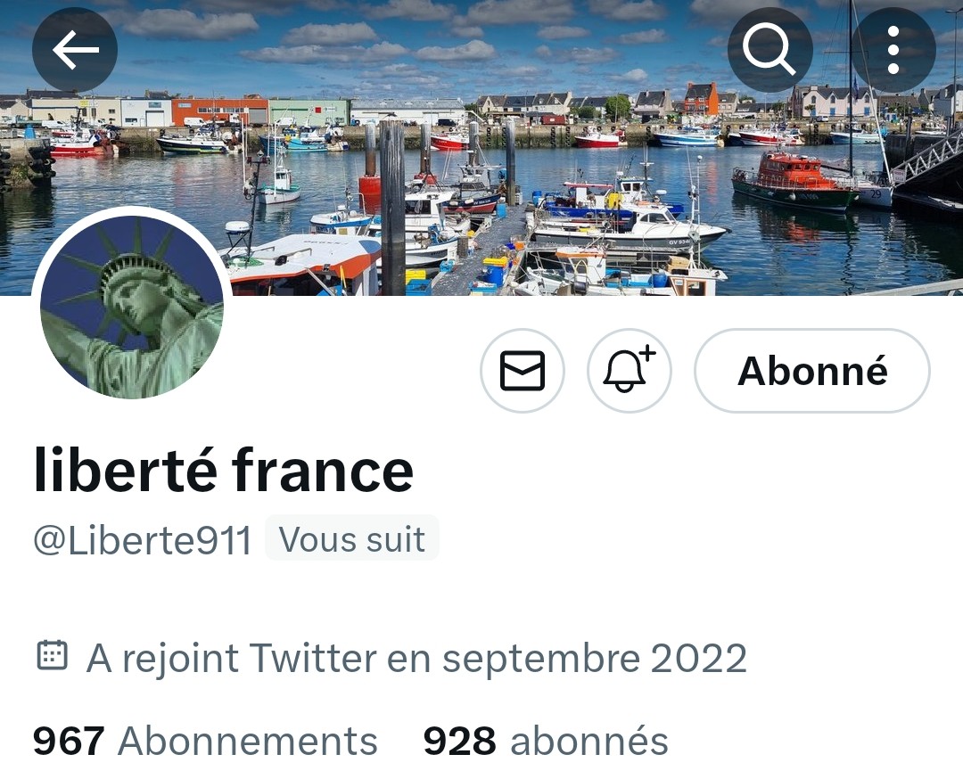 INFO🚨Mes amis abonnés😉Ainsi que l'équipe #JambonBeurre 🇨🇵 
Notre ami   <a href="/Liberte911/">liberté france</a>  👍Aurait besoin d'un petit coup de pouce pour grossir sa TL!Et ainsi lui donner plus de visibilité ! Merci de vous abonner à lui !🙏Merci et n'oubliez pas!Tous ensemble nous sommes plus forts!🇨🇵