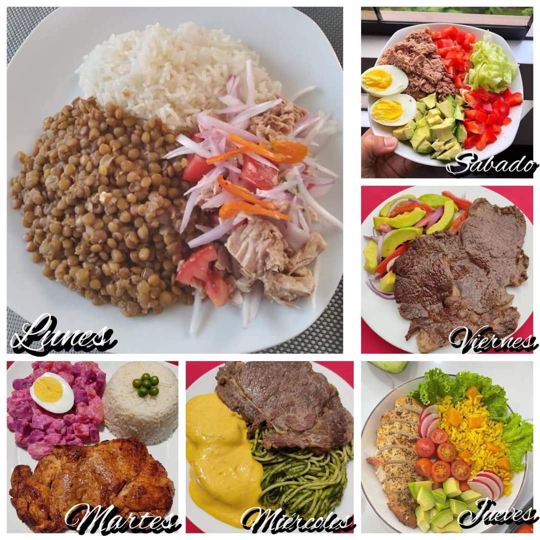 NutriologoGiron's tweet photo. Menú para tu semana

Lunes
Lentejas
Arroz
Atun 

Martes
Pollo asado
Betabel con aderezo
Huevo
Arroz

Miércoles
Carne de res asada
Papas
Calabazas en tiras

Jueves
Pechuga asada
Arroz
Aguacate
Verduras

Viernes 
Carne de res
Verduras 
Aguacate

Sábado
Atun
Huevo
Jitomate
Aguacate https://t.co/oObFJ9FYtd