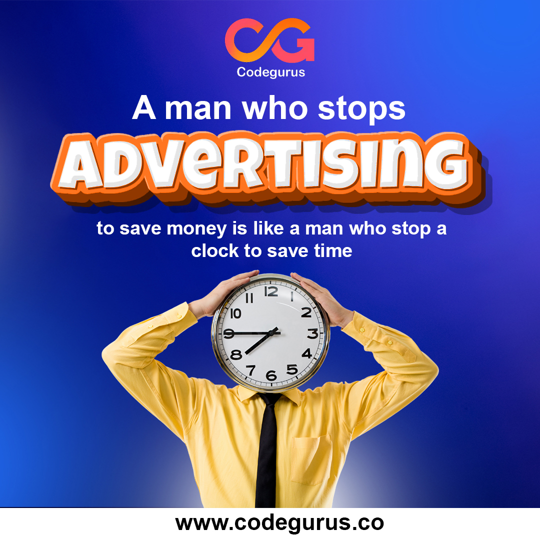 codegurusonline's tweet image. A man who stops🚫 ADVERTISING to save money💸 is like a man who stop a clock to save time🕑
.
.
.
#codegurus #webdevelopment #websitedesign #TimeAndMoney #MarketingSolutions #BusinessInnovation #MarketingStrategy