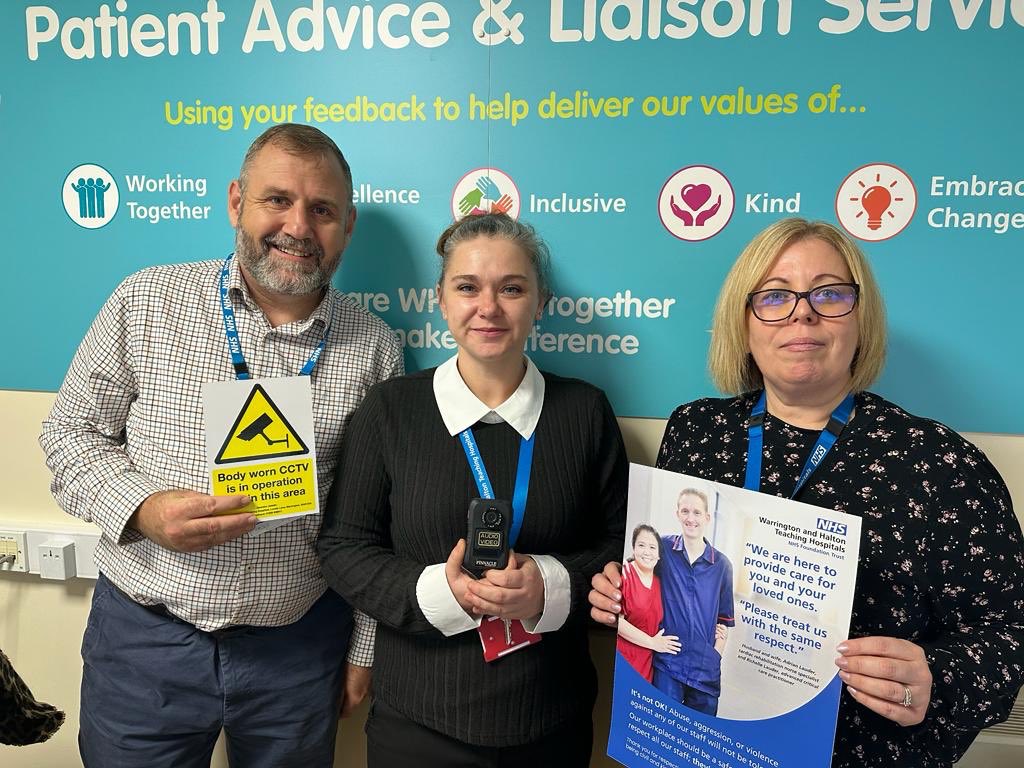 Delivering on our Violence Prevention and Reduction Strategy objectives.  Body worn CCTV in our Emergency and PALS Department and and a new, improved poster campaign both promoting  positive outcomes for patients and staff in deterring verbal and physical abuse. #NHSSecurity #nhs