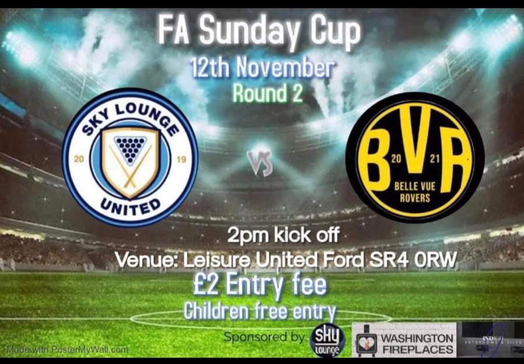 CCSLELITE's tweet photo. Huge game this weekend!

ALL ENGLAND FA SUNDAY CUP

🗓 Sunday, 12th November 
🤝 Belle Vue Rovers
🏟 Ford Hub
⏰ 14:00

£2 entry

Sponsored by:
Washington Mediawalls, Woodburning Stoves, Fireplaces &amp; Fires Indigo Bathrooms &amp; Tiles Sky Lounge

#UTL https://t.co/eekl9Zqw5X
