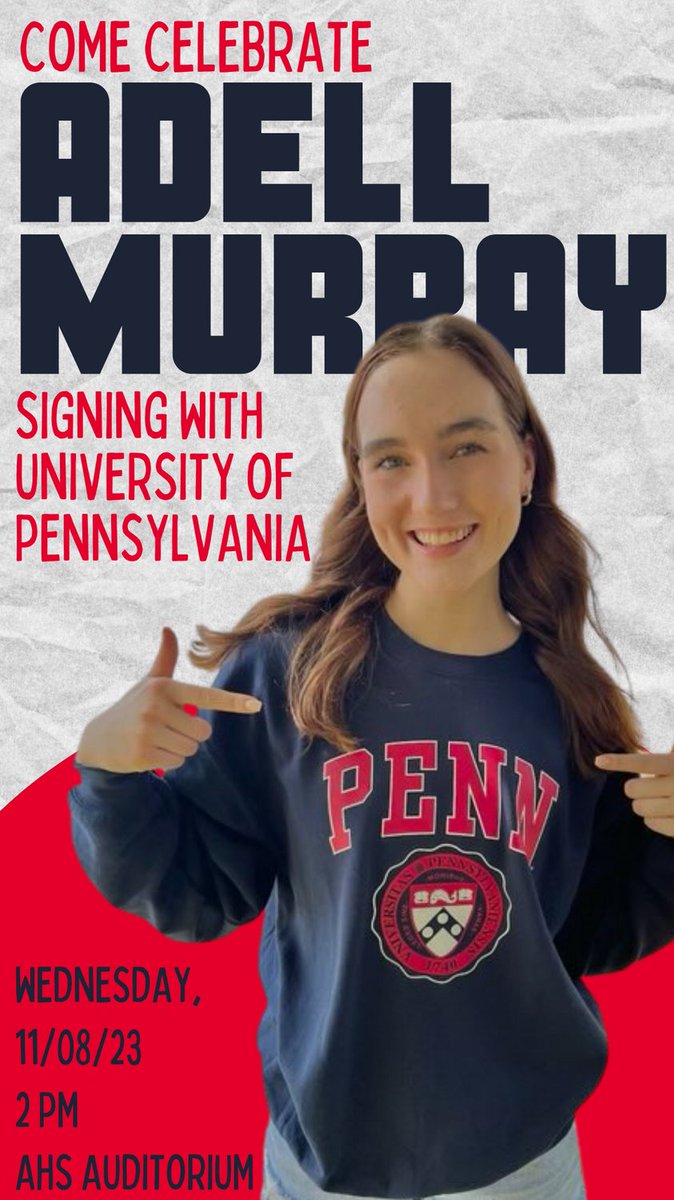 Can't wait to celebrate our captain signing her LOI with the University of Pennsylvania this afternoon! We are so proud of you Adell!