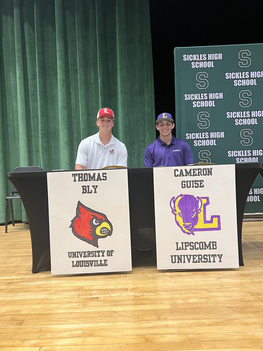 Congratulations to Thomas Bly @LouisvilleBSB and Cameron Guise @BisonBaseball for signing their National Letters of Intent! #Gryphonpride #Anotherone