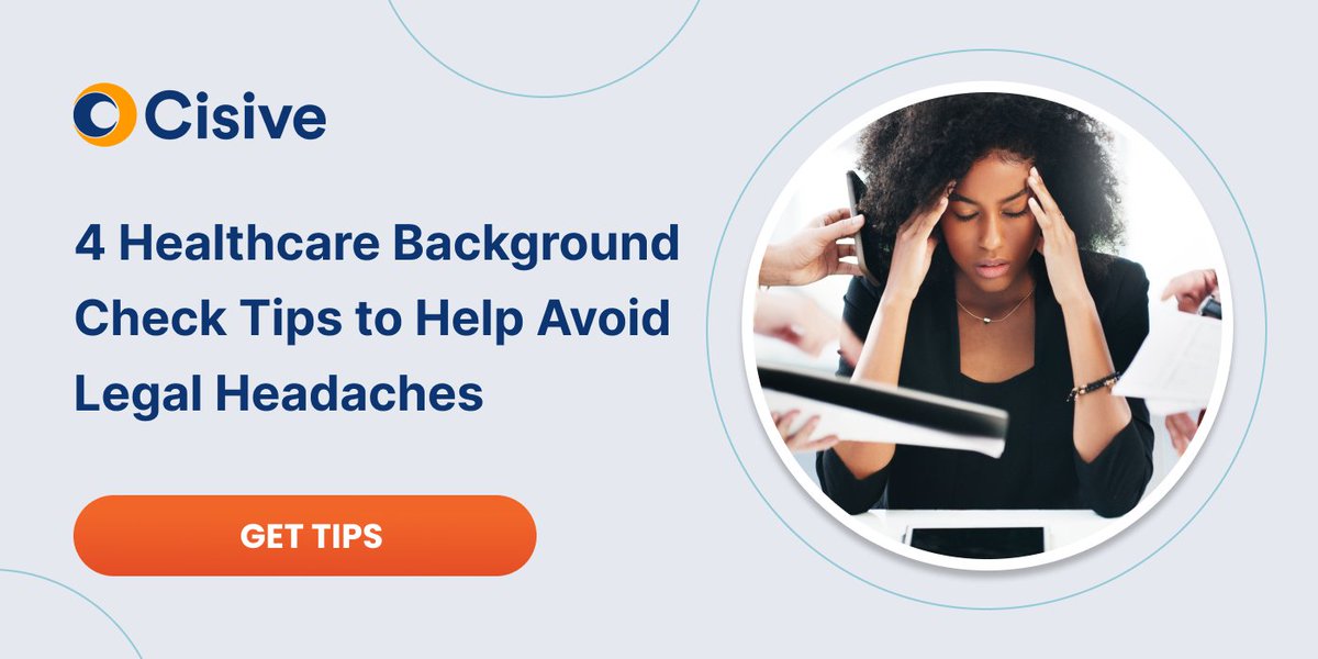 CisiveScreening's tweet photo. 🔎 Comprehensive background checks can help protect your healthcare organization from negligent hiring, reputational damage &amp; patient harm.

To maintain compliance, learn 4 tips for creating a program that's consistent, secure &amp; reliable. 

LEARN MORE 👉 https://t.co/KEiuvO0rus https://t.co/n7HUl7NA2w