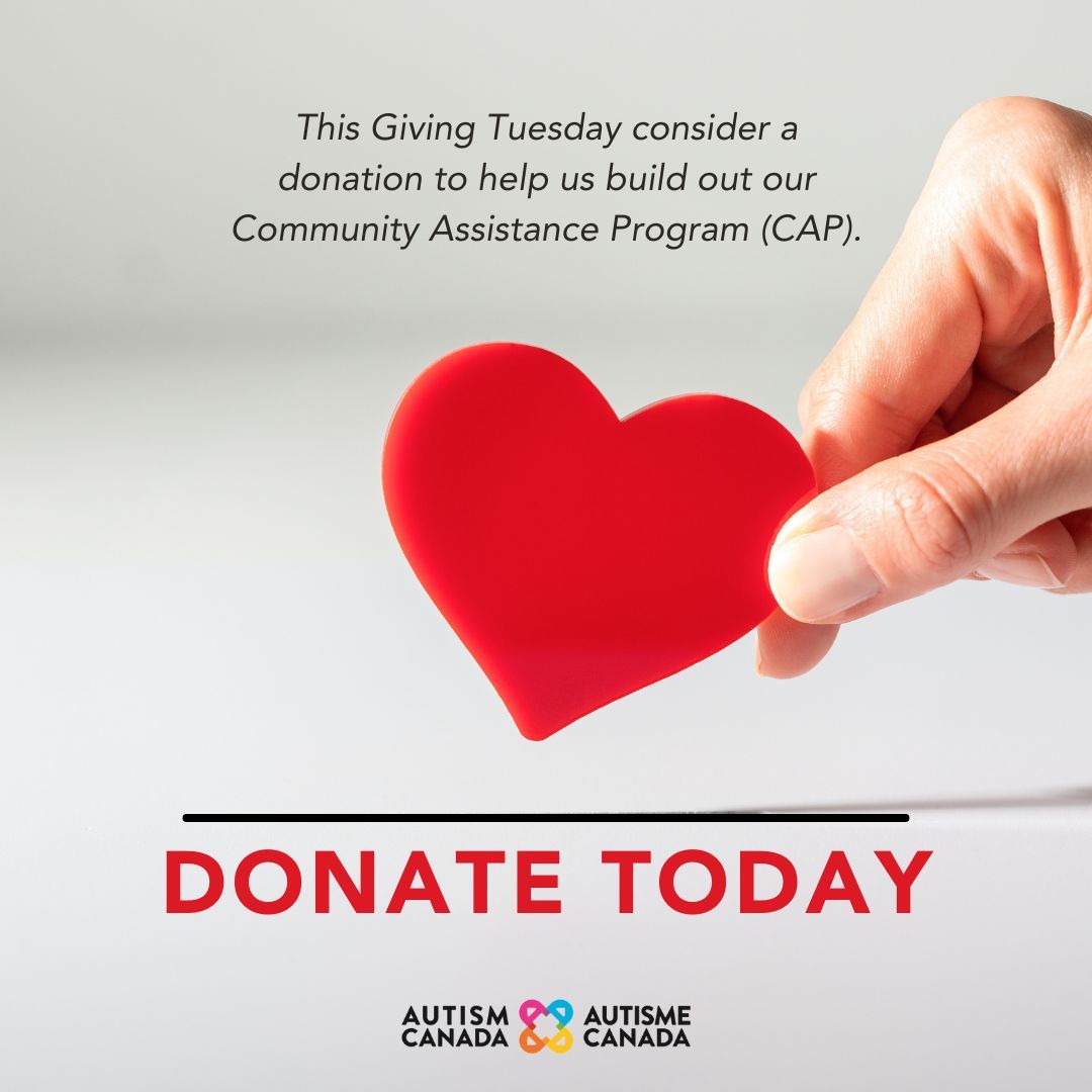 This Giving Tuesday consider a donation to help us build out our Community Assistance Program (CAP). CAP aims to subsidize some of the cost for vital programs and services for families and individuals. Donate here: buff.ly/3PiWWQ2 #GivingTuesdayCa #AutismCanada