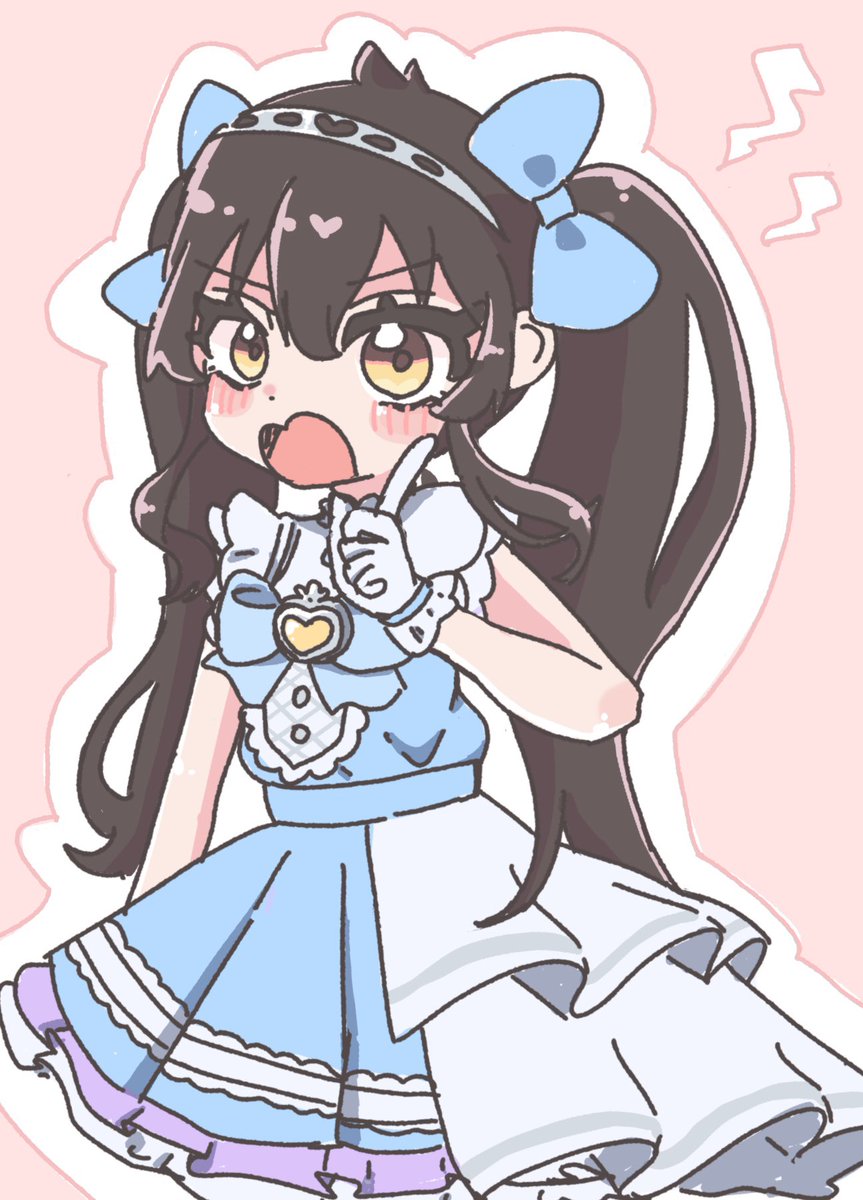 matoba risa 1girl twintails dress solo gloves bow open mouth  illustration images