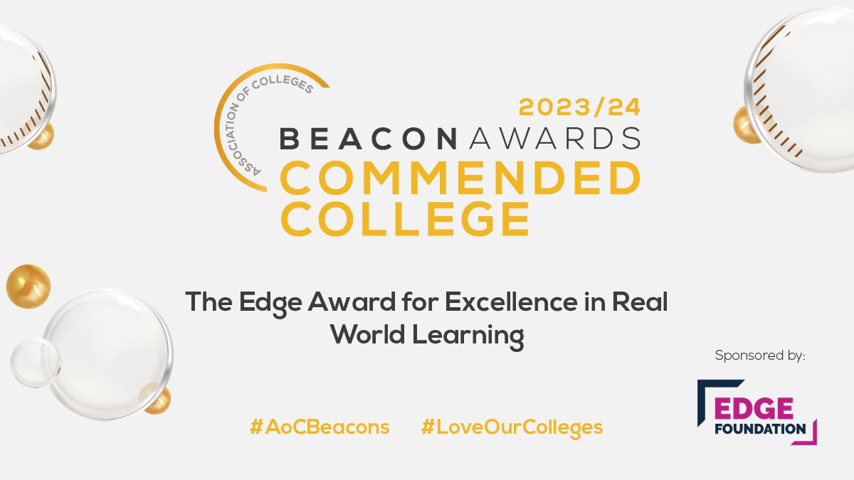 We are delighted to be named as a commended college in the AoC Beacon Awards this year. We look forward to hearing the announcement of the finalists at the AoC Annual Conference on 14 November #AoCBeacons #HBVCtheplacetobe