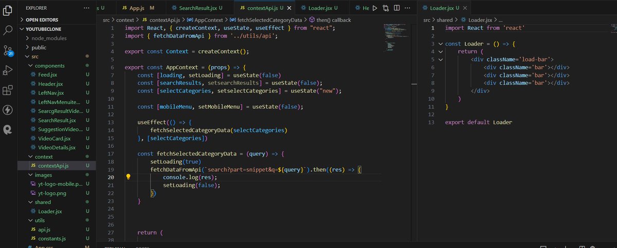 Mani_xsh's tweet image. Day 39 of learning MERN #100DaysOfCode #youtubeapi
"Learned about implementing loaders.✨"