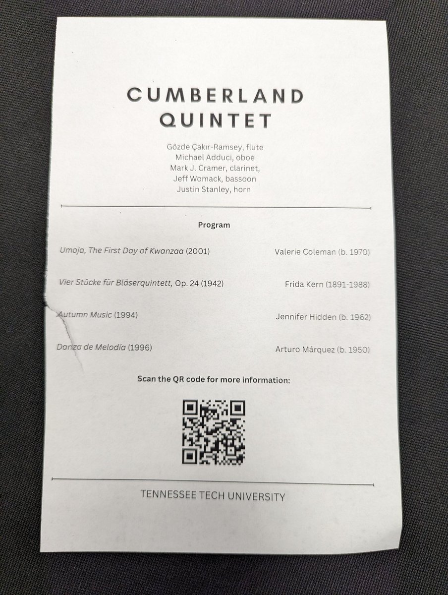 We got to enjoy a performance by the Tennessee Tech Cumberland Quintet! <a href="/RCSArts/">Lindsay Halford</a>
