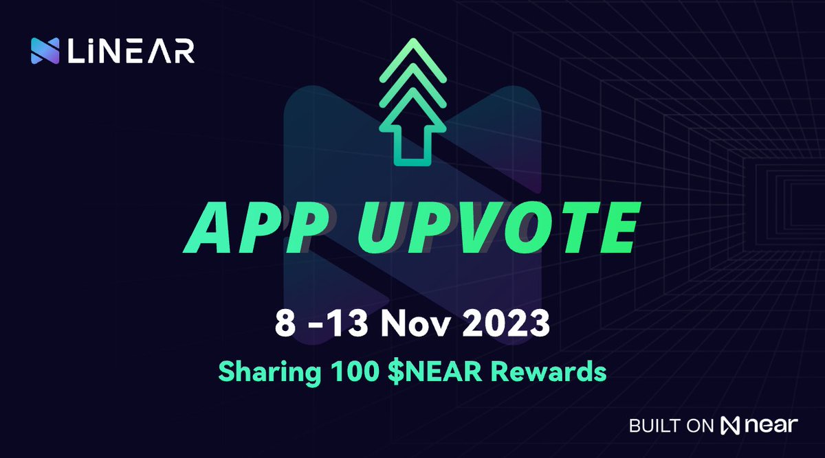 LiNEAR Protocol (@linearprotocol) on Twitter photo 🎁Vote for LiNEAR #BOS apps in the NCON App UpVoting Event and share the 100 $NEAR prize pool!
💡How to join in?
▪️ Give an UpVote to LiNEAR and AAVE V3 components 👇
🗳️near.org/near/widget/Co…
🗳️near.org/near/widget/Co…
▪️ Follow <a href="/LinearProtocol/">LiNEAR Protocol</a> + 👍+RT
▪️ Drop your NEAR 🎁Vote for LiNEAR #BOS apps in the NCON App UpVoting Event and share the 100 $NEAR prize pool!
💡How to join in?
▪️ Give an UpVote to LiNEAR and AAVE V3 components 👇
🗳️near.org/near/widget/Co…
🗳️near.org/near/widget/Co…
▪️ Follow <a href="/LinearProtocol/">LiNEAR Protocol</a> + 👍+RT
▪️ Drop your NEAR
