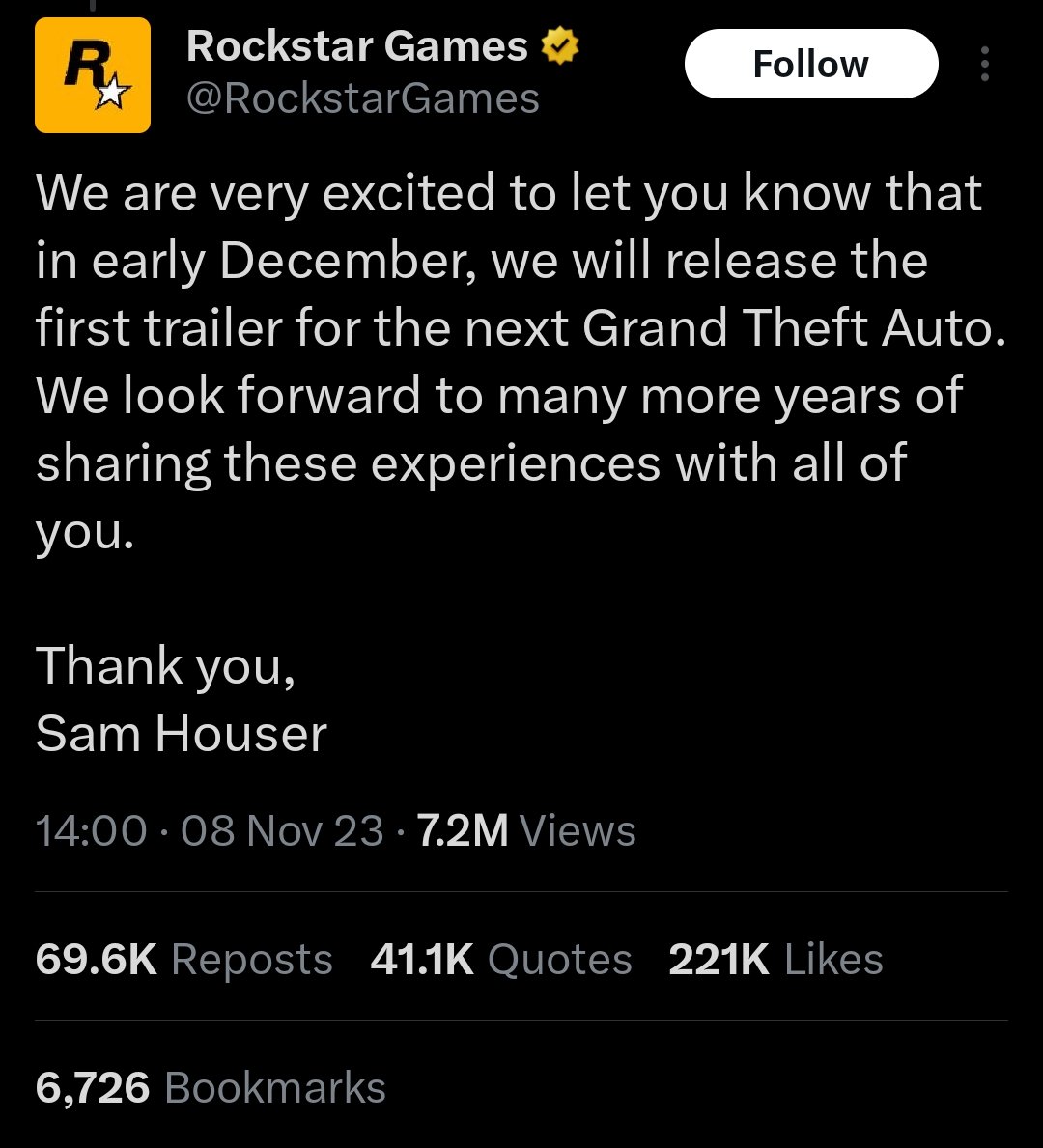 GTA 6 NEWS & LEAKS on X: GTA 6 TRAILER COMING IN EARLY DECEMBER! Confirmed  by @RockstarGames Finally!!  / X