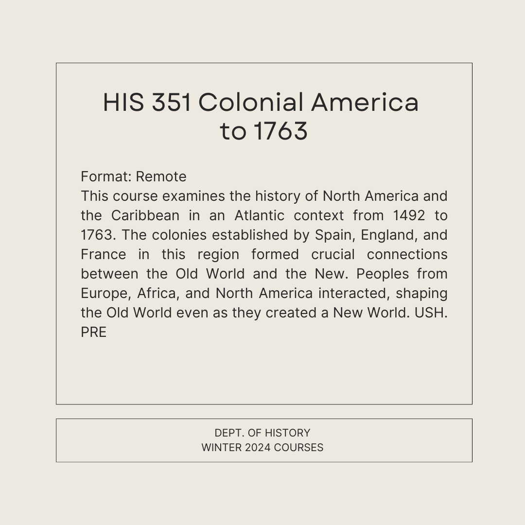 UB History (@ub_history) on Twitter photo Still looking for a ☃️Winter 2024☃️ course?
Check out HIS 351 Colonial America to 1763!
#UBuffalo Still looking for a ☃️Winter 2024☃️ course?
Check out HIS 351 Colonial America to 1763!
#UBuffalo