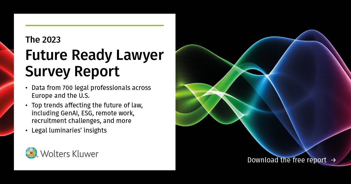 #WoltersKluwer reports on legal trends across #Europe and the U.S. in its new 2023 Future Ready Lawyer Survey report. Find out how legal professionals are embracing innovation and adapting to change. Download your free report: ow.ly/Rn2o50Q5sbV #FutureReadyLawyer