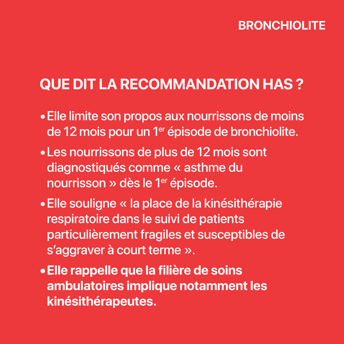 SNMKR1's tweet image. 1/3 Découvrez notre résumé du guide de bonnes pratiques sur "la PEC prescrite de la bronchiolite aiguë du nourrisson par le masseur-kinésithérapeute" que le CMK vient de publier.
Retrouvez le guide en entier ici : swll.to/RDDkFA
#teamkine #bronchiolite #bronchio #kine