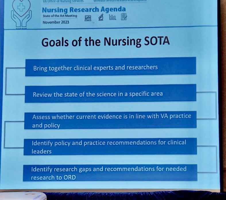We are excited to launch the VA nursing research forum today. Our goal is to develop the nursing research agenda to benefit the current and future workforce and Veterans. <a href="/vahsrd/">VA HSR</a> @varesearch @battagliaphdrn