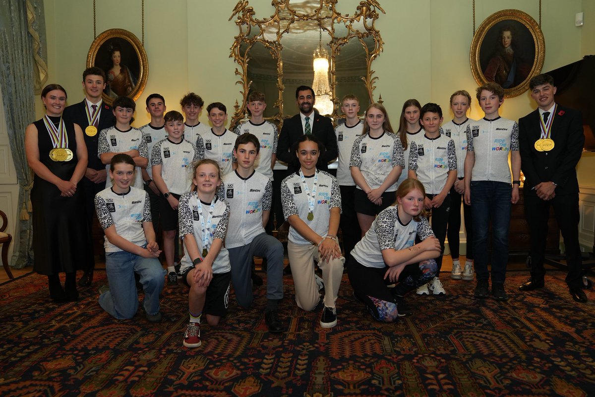First Minister <a href="/HumzaYousaf/">Humza Yousaf</a> and Culture Secretary <a href="/AngusRobertson/">Angus Robertson</a> hosted a reception at Bute House to celebrate a successful year for <a href="/ScottishCycling/">Scottish Cycling</a>.

Young cyclists who participated in the ‘Race the Worlds’ event and <a href="/UCI_Cycling/">UCI</a> World Championship medal winners attended.