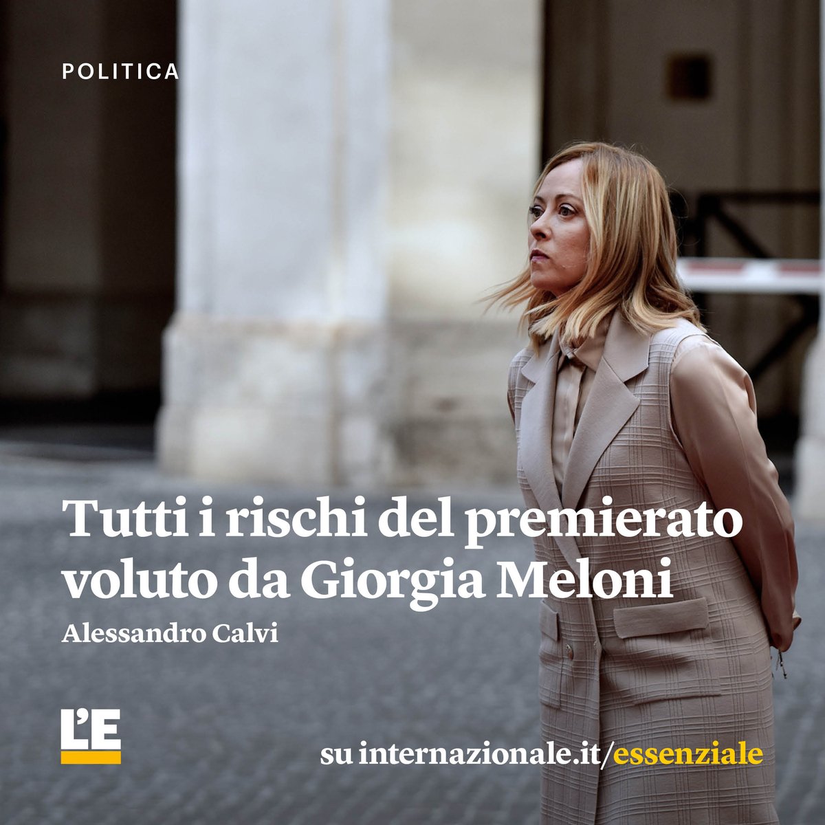Anche se è sbandierata come la riforma delle riforme, l’elezione diretta della o del presidente del consiglio è un ripiego per la maggioranza. Ma il testo avrebbe comunque conseguenze gravi, scrive Alessandro Calvi: intern.az/1Ika