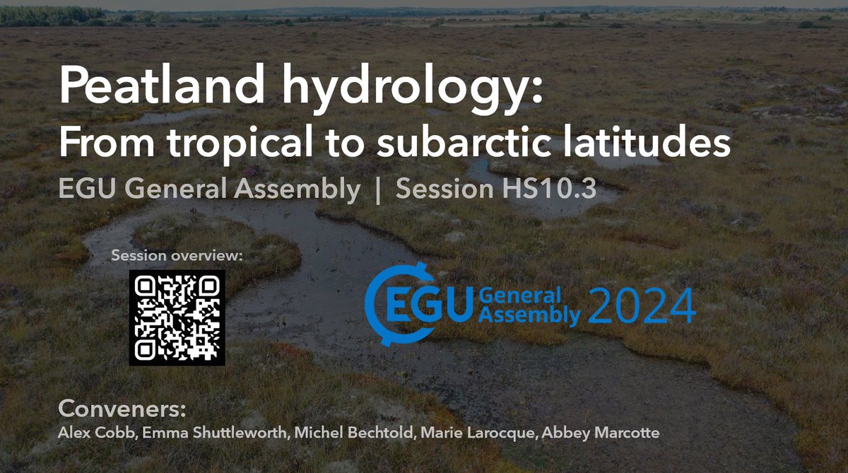 Abstract submission for #EGU24 is now open!

Please consider submitting to our session 'Peatland hydrology: From tropical to subarctic latitudes' #PeatTwitter 💧

Scan the QR code or follow this link for more info: meetingorganizer.copernicus.org/EGU24/session/…