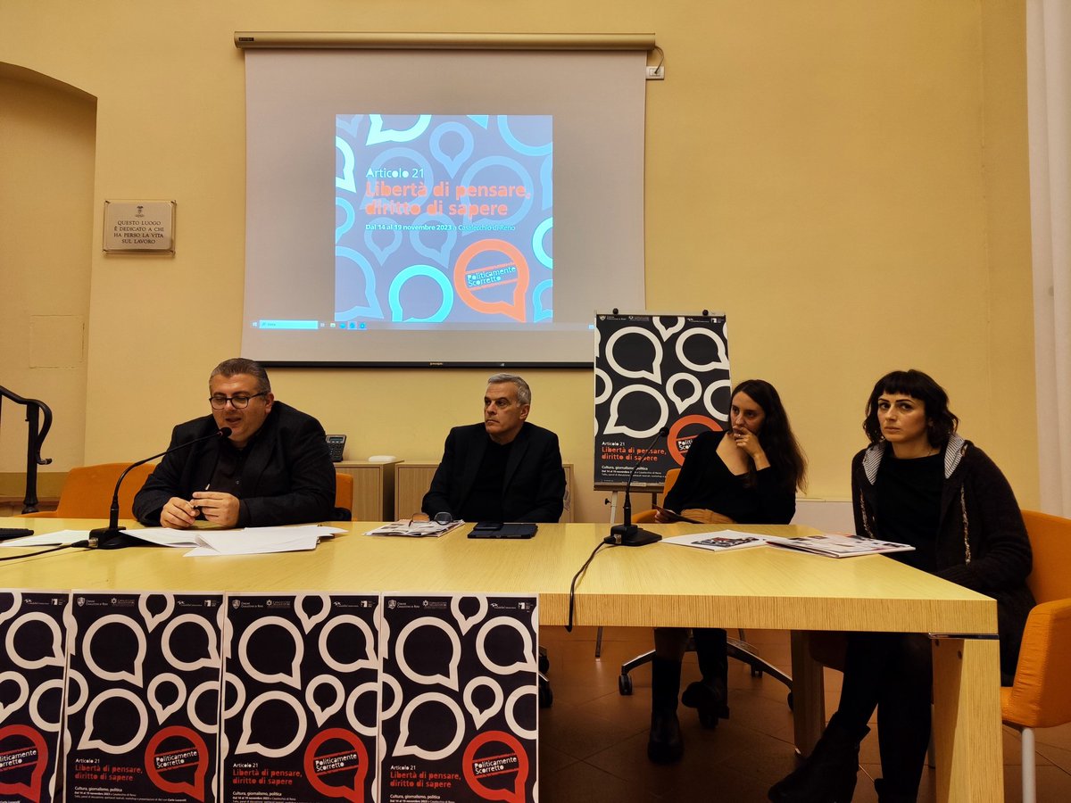 PolScorretto's tweet photo. Ecco qualche scatto dalla conferenza stampa 🗞️🎥 di Politicamente Scorretto, appena conclusa.
@masomasetti @massimobosso @s_nardacchione @LiberaBologna @Teatro_Betti @RegioneER @avvisopubblico @libera_annclm #PS2023 https://t.co/hSjNB7LGGP