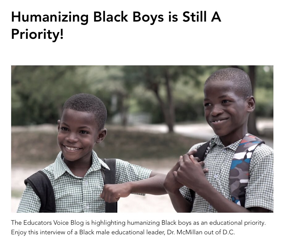 Still saying this✊🏾 

Humanizing Black boys is still a priority ‼️

Subscribe and @TheEduVoice  
🔗 educationalentities.com/post/humanizin…

This interview features @DrMac18047916 

#SpeakBlackMan #TEVB #blog #BlackMaleEducators #BMEStalk #ProfessorJBA