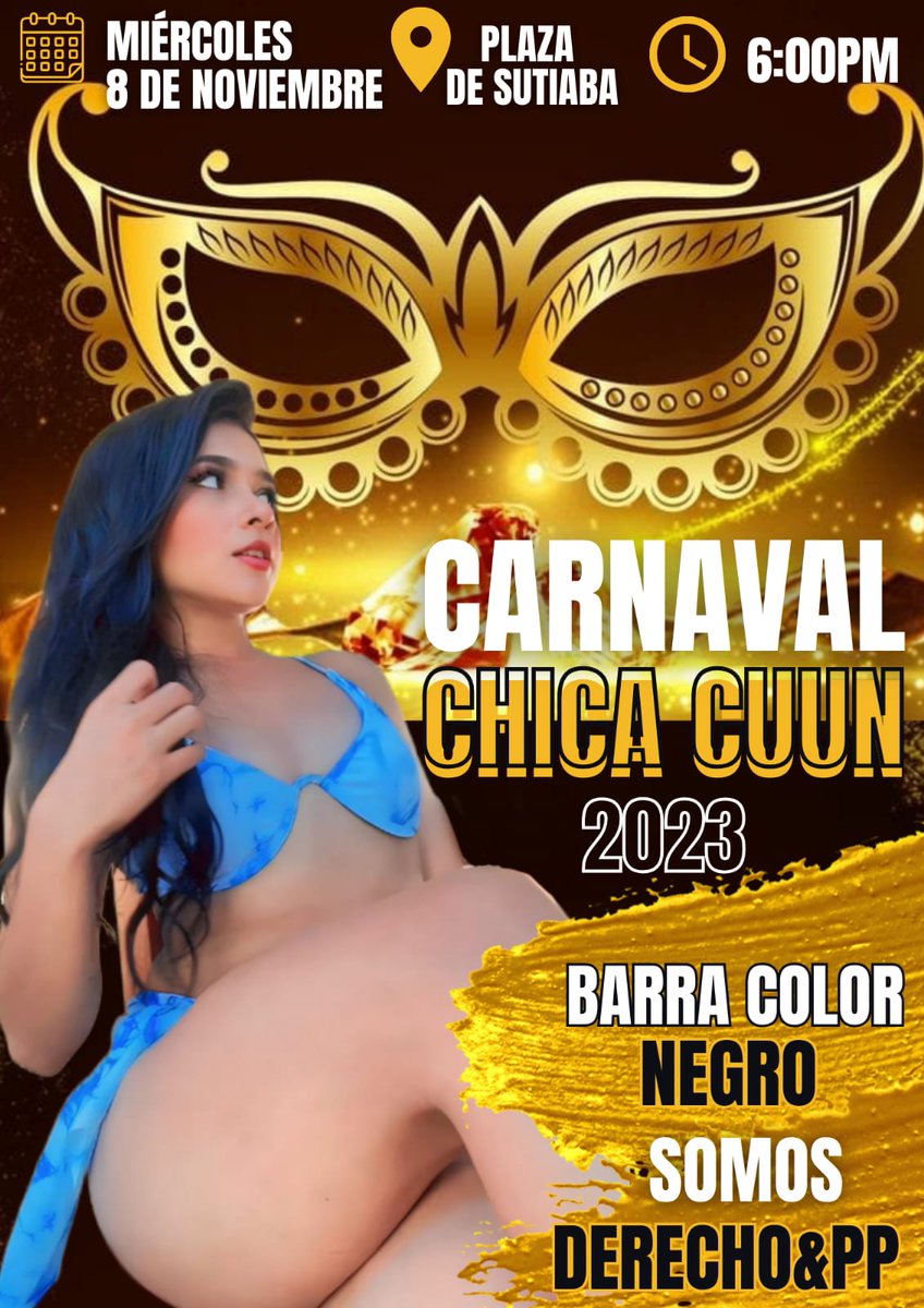 ErickRa1914's tweet photo. La Asociación de Estudiantes de Derecho y Políticas Públicas, te invita a participar y apoyar,  a la CHICA DERECHO Y POLÍTICAS PÚBLICAS 2023 👑, Srta. Sheyli Rachell Rios, CARNAVAL CHICA CUUN 2023. 👑🎉🎊🎭.

Te esperamos en la plaza de Sutiaba, a las 6:00 pm.
#BarraColorNegro🖤 https://t.co/ltzthG3hoN
