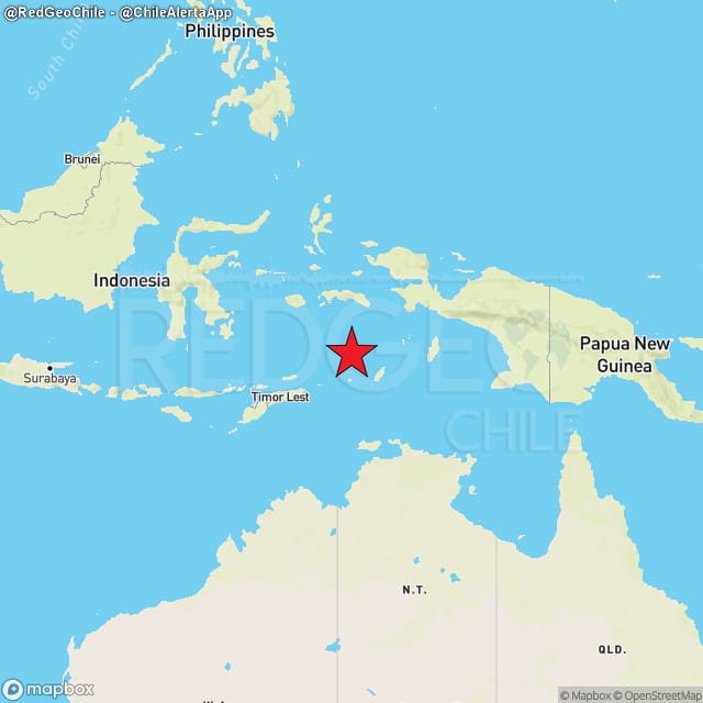 RedGeoChile's tweet photo. INTERNACIONAL ⚠️ | Tercer sismo de magnitud 6.7 (Mw) ocurrió a las 10:02:06 hora Chile, de hoy, miércoles 08 de noviembre del 2023, región de Mar de Banda, a 320 km al oeste de #Tual, Indonesia 🇮🇩, a una profundidad de 10 km (Fuente: #USGS).

Origen: Falla de rumbo. https://t.co/uyQ3aCd6Ou