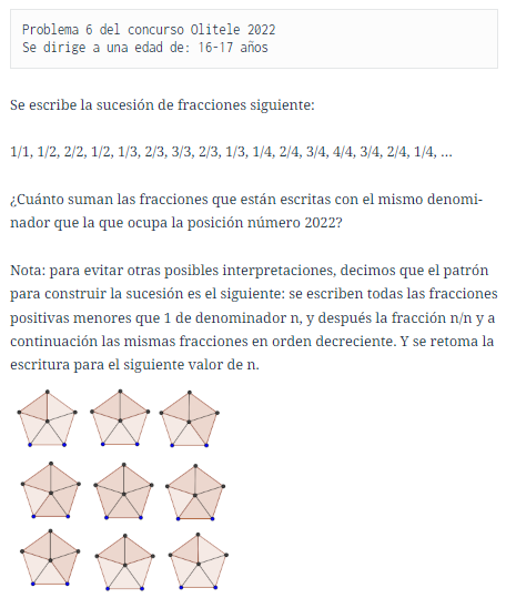DimatesUA's tweet photo. Ya está disponible la solución de #LosProblemasDeDimates #321:
➡️ Problema 6 #Olitele 2022
📷 Sucesión de fracciones
https://t.co/IqpbpNbaXy
@RobSelGom
@OMErsme
@rmtnezcalafat
@EstalmatCV
@RealSocMatEsp
@Dimatematicas https://t.co/uZi3PLMWLN