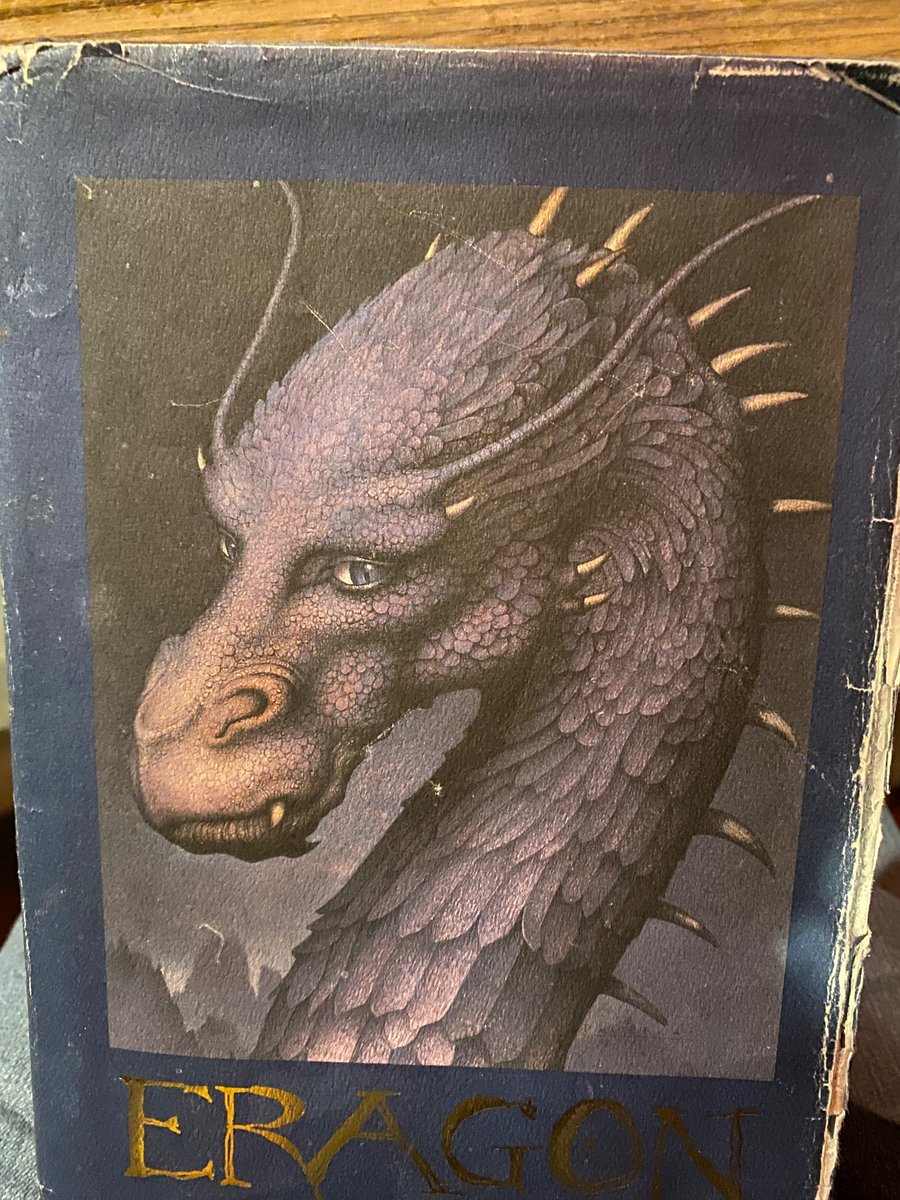JenAlley1995's tweet photo. Last night was AMAZING 
Mom drove with me for four hours to get to New Jersey, and meet @paolini , as well as Gerard Doyle! 

They signed my much loved, well read, seventeen year old book that I’ve had since I was a little kid. https://t.co/lrYial0ZXq