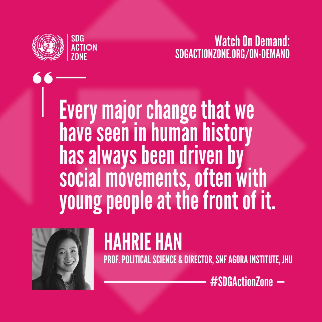 💬: Professor and @SNFAgoraJHU director @hahriehan spoke of the power of young people, and the impact of social movements in changing the course of history. Young people are also driving the global #SDG movement. We need everyone to join in to #RaiseAccountability.