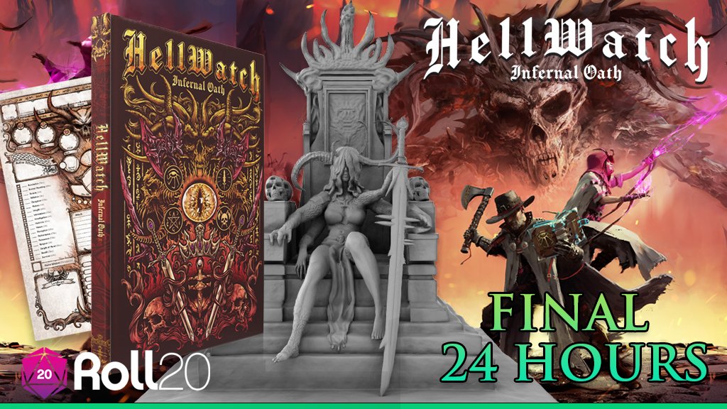 LionBannerGames's tweet photo. FINAL 24 hours for our HellWatch 5e campaign! Free Roll20 Battlemap Addon! @roll20app
https://t.co/a4sEoYt0ru
#dungeonsanddragons #5e #dnd #dnd5e #rpg #tabletoprpg #dungeoncrawler #kickstarter #battlemaps #roll20 #vttmaps #vtt https://t.co/BN3qlM4EiV