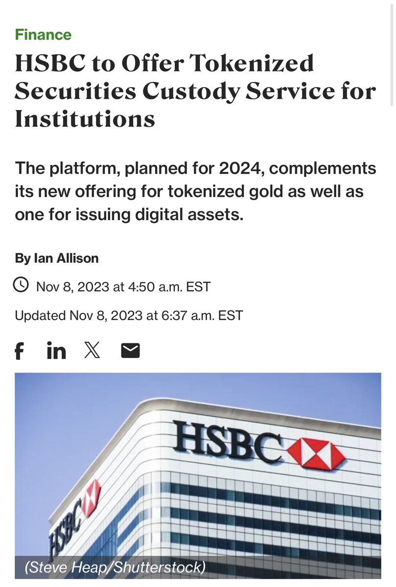 HSBC is starting a digital asset custody service in conjunction with Ripple owned Meta-co, which is set to launch in 2024 ! 

#Ripple #HSBC #RWA #TokenizedAssets #GOLD #SILVER #XRPL #XRP #MetaCo #XRPCommunity #Crypto
