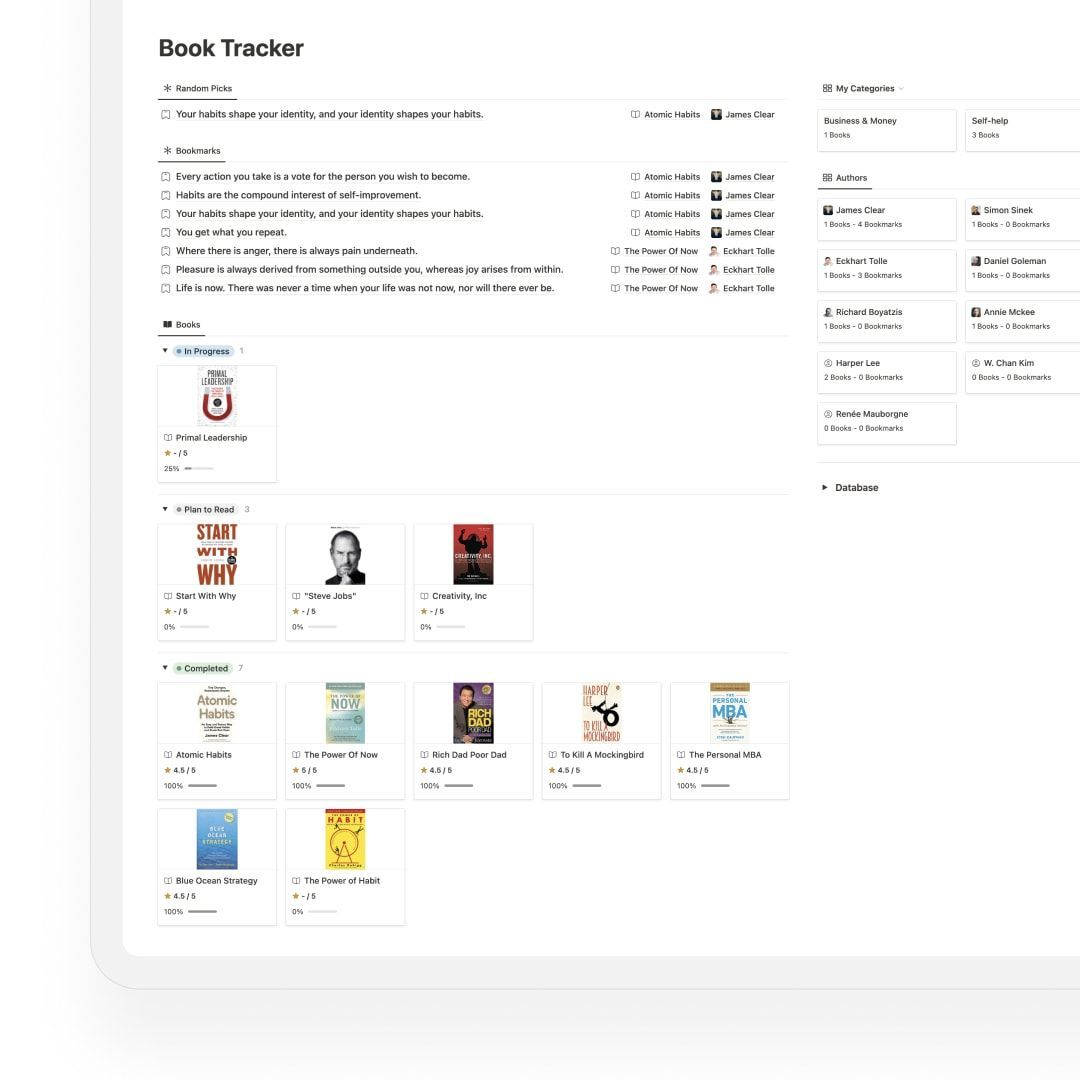 tweetbylokki's tweet image. Unlock the power of our Notion Book Tracker Template! 📊

Elevate your reading game with this template.

🔗 Link in Bio

#Bookshelf #ReadingList #NotionTemplate