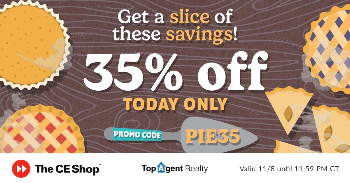 Get a slice of savings today only at our affiliated website with the CE Shop, using code PIE35 at checkout: TopAgent.TheCEShop.com 🥧

#doctorsofrealestateteam #topagentrealtymi
#realtors #realestateagent #job #hiring #michiganjobs #topagent #realestate #nowhiring