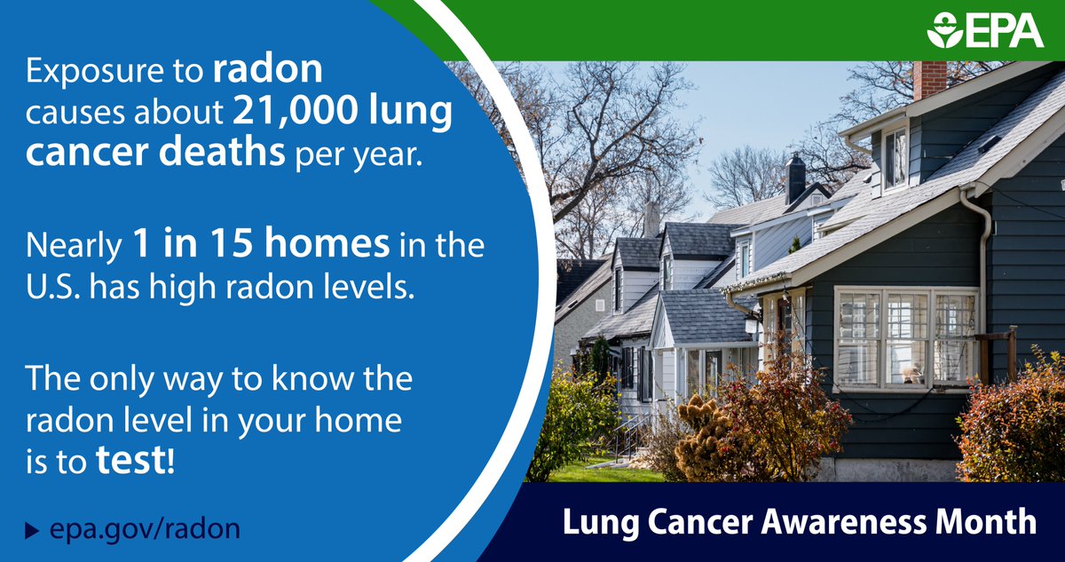 GOHealthNY's tweet photo. November is #LungCancerAwarenessMonth! Not smoking is not enough to prevent lung cancer. More than 21,000 people in the U.S. lose their lives each year due to radon-induced lung cancer. For more information, visit https://t.co/zETJEaNWpu https://t.co/WhkyWfv28D