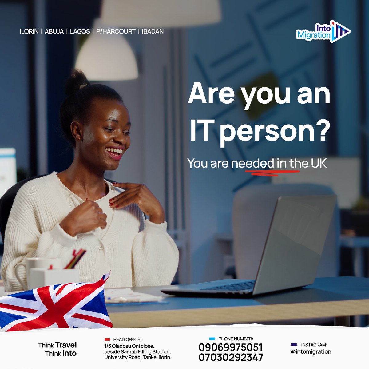 IntoMigration's tweet photo. Take your career in tech to the next level by offering your services in the UK. 

You can get your visa within the space of 4 months to travel out.  

To work in the UK 
Send us a DM now to get started.

#ukwork #workabroad #workvisa #abroad #japamovement #intomigration https://t.co/Hf67ztorlr