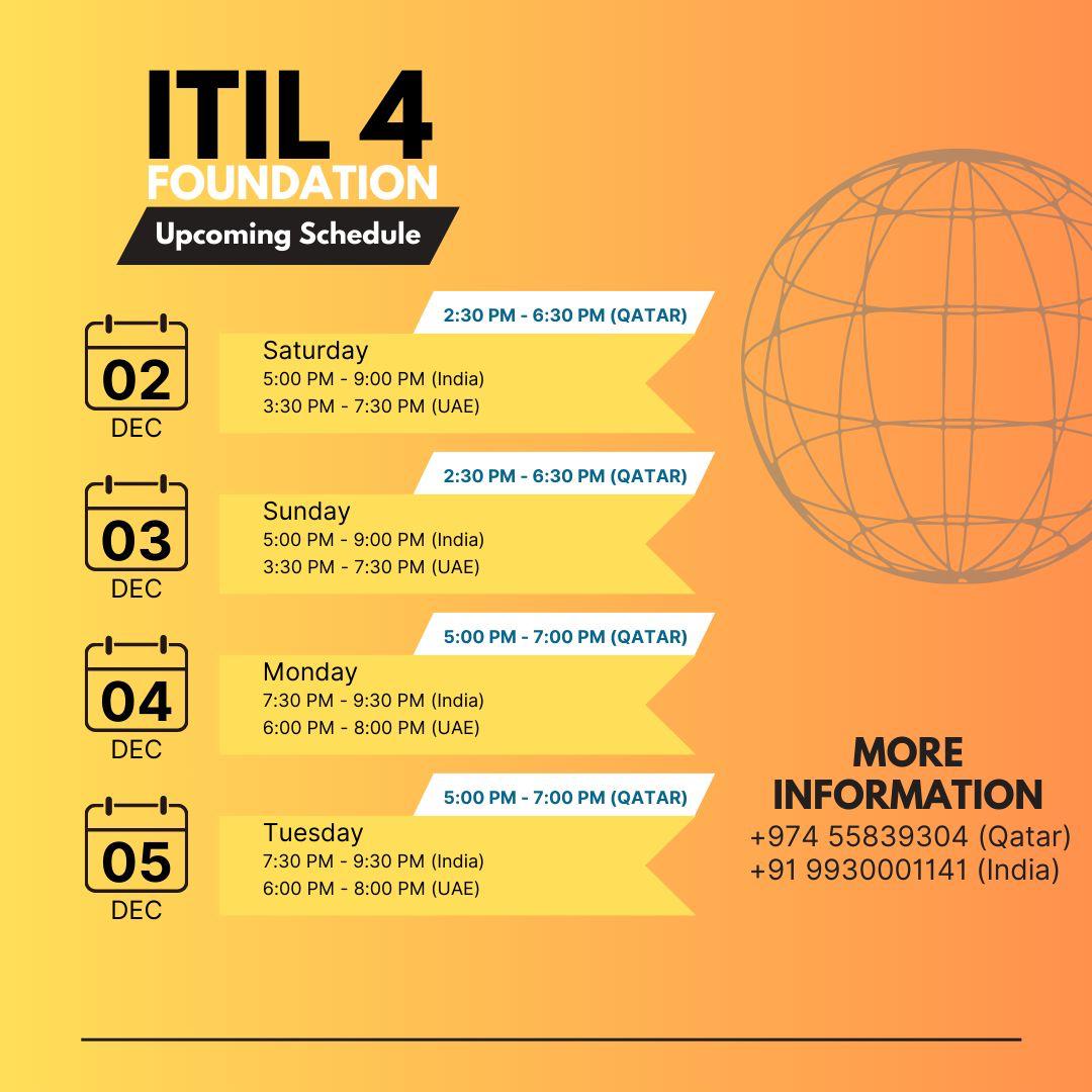 BurgeonLearning's tweet photo. ITIL 4 Foundation course schedule.. please feel free to get in touch on the numbers mentioned for more details.. #burgeonlearningsolutions #itil4 #itil4foundation #itilcertification #itilcertified #learningsolutions #learninganddevelopment https://t.co/8jMTPhdKA2