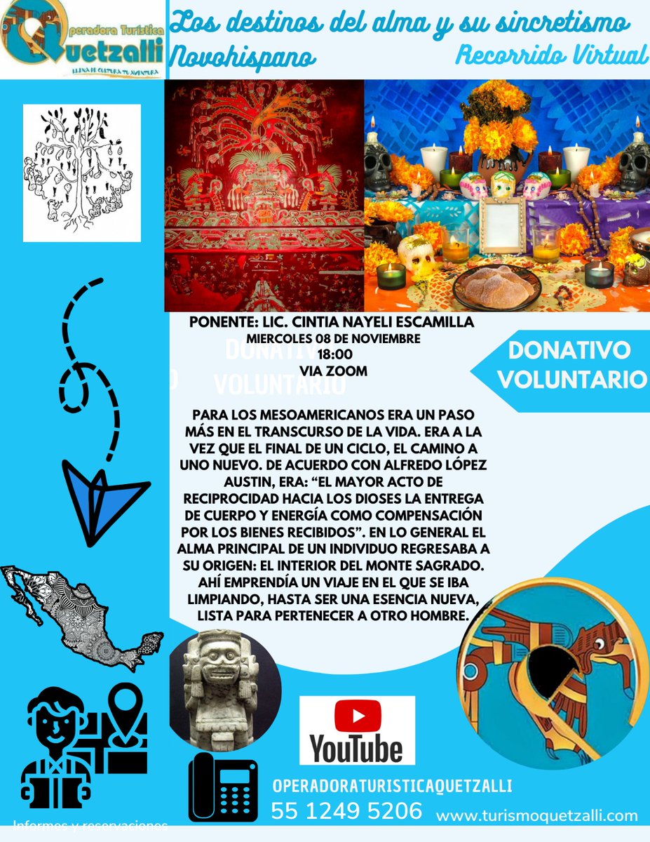 OTQUETZALLI's tweet photo. El final de un ciclo y el camino a uno nuevo, ligado al dios que determinaba la muerte. ¡Conoce los destinos del alma! 💀🌼🕯🇲🇽
#DíaDeMuertos #Historia #Cultura #Tradición #Antropología #Prehispánico #Turismo #Virtual #OperadoraQuetzalli #Miércoles #Noviembre #Zoom https://t.co/YTsNmJEr7T