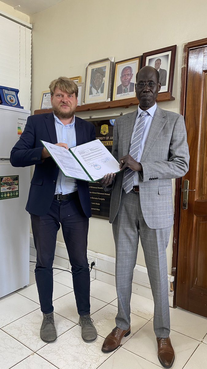 UOJ AND EOTVOS LORAND (ELTE) UNIVERSITY BUDAPEST, HUNGARY
Inked an MoU for cooperation this afternoon Wednesday November 8th, 2023. ELTE is one of the oldest and most prestigious universities in Hungary.  In witness was Mr. Lothar Jaschke on behalf of EU Delegation to Juba.