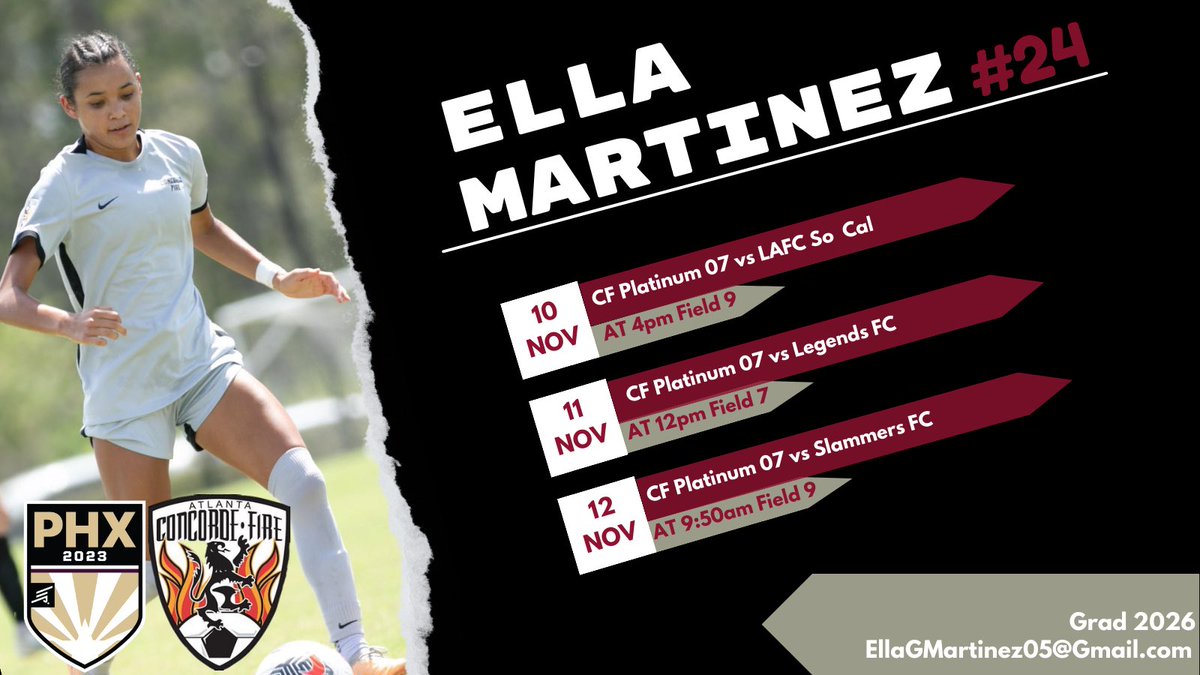 Ella Grace Martinez 🇨🇴 (@_ellamartinez) on Twitter photo So excited to be playing some great competition in Phoenix Arizona🌵 <a href="/Concorde07G/">Concorde Fire Platinum ECNL 06/07</a> <a href="/ECNLgirls/">ECNL Girls</a> <a href="/ImYouthSoccer/">ECNL/GA/Recruiting/College Soccer</a> So excited to be playing some great competition in Phoenix Arizona🌵 <a href="/Concorde07G/">Concorde Fire Platinum ECNL 06/07</a> <a href="/ECNLgirls/">ECNL Girls</a> <a href="/ImYouthSoccer/">ECNL/GA/Recruiting/College Soccer</a>