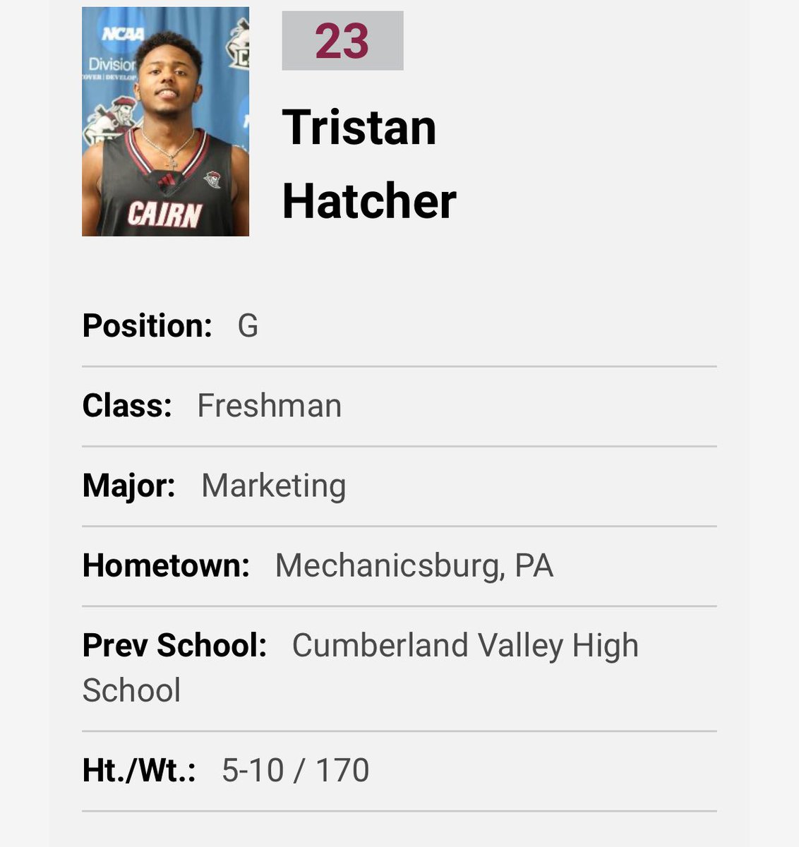 Good luck to our guy Tristan Hatcher (<a href="/T_Hatch24/">Tristan Hatcher</a>) playing in his first college game tonight vs Penn State Brandywine!