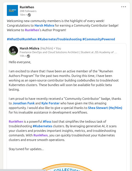 harsh_dev8086's tweet image. Not a career update.....
My First Open Source Bounty!
Check out the code-bundle for pre-release testing here: github.com/harsh098/jenki……
The new code-bundle will soon be available OOB in the next public beta release.....
Sign up here for beta:- runwhen.com/beta